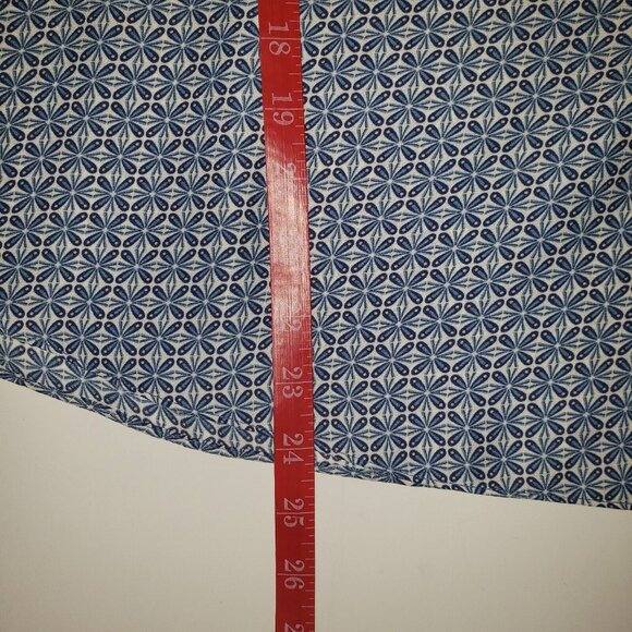 Max Edition Women Blouse Blue White Geometric Long Sleeve Peasant Top Size Small - Picture 6 of 14